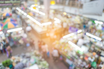 Abstract blurred indoor fresh market  with vintage warm light, business concept background