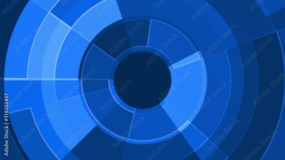 Poster movable tunnel core - parts in move with various blue colours - motion graphics abstract background 