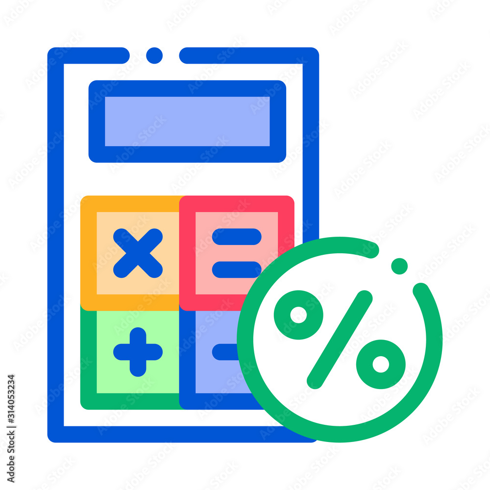 Poster math calculator for calculations icon vector. outline math calculator for calculations sign. isolate