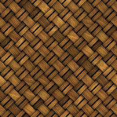 Basket weave seamless texture, wooden striped pattern, wicker rattan, 3d illustration