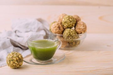 Matcha green tea date granola fruits energy balls