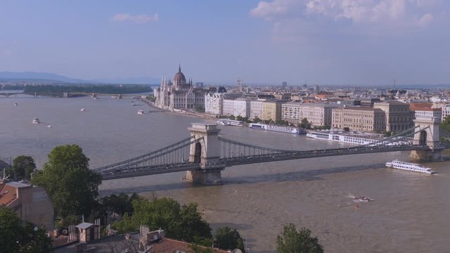 spring afternoon view of the city budapest and danube river from buda castle in hungary