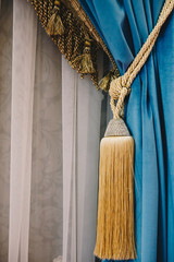luxury classic curtain with sparkling pick up brush decorated with crystals