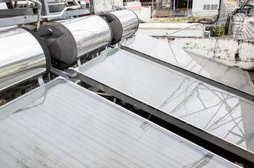 solar water heater on a roof