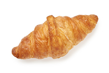 Fresh croissant isolated on white background. Top view.