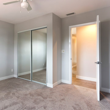 Square Empty Bedroom With Closet And Ceiling Fan