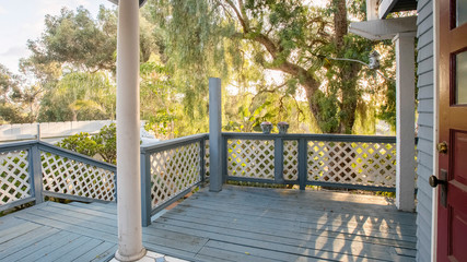 Panorama Exiting the front door of a wonderful cottage home near sunset