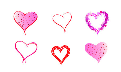set of decorative hearts for birthday or valentine's day. decorative graphic elements.