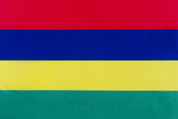 Flag of the Republic of Mauritius on a textile basis close-up
