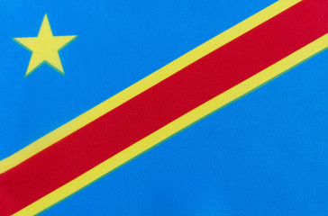 Flag of the Democratic Republic of the Congo on a textile basis close-up