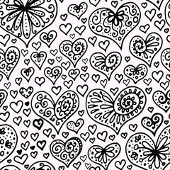 seamless floral pattern with hearts