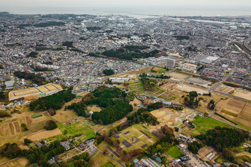 The aerial view of Tagajo city.