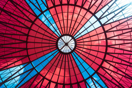 colorful glass ceiling in the building