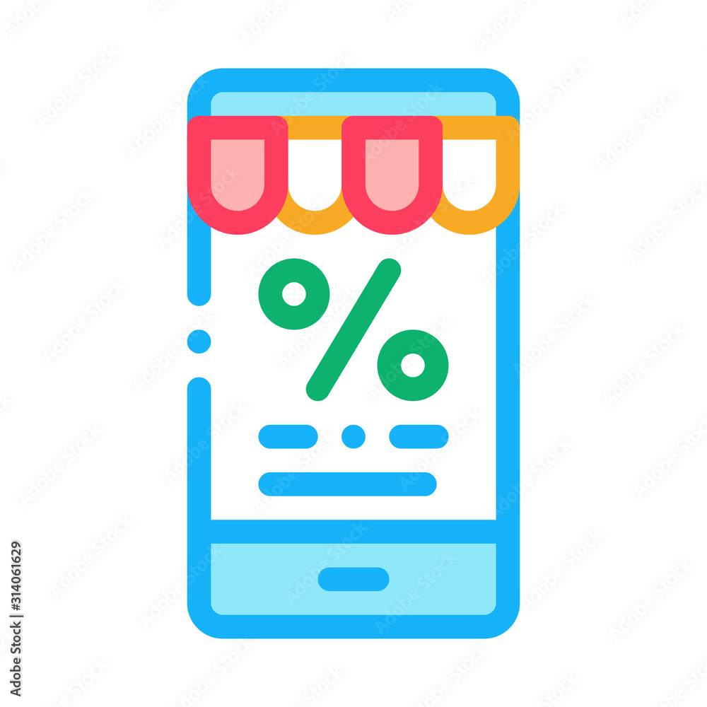 Poster phone percent message icon vector. outline phone percent message sign. isolated contour symbol illus