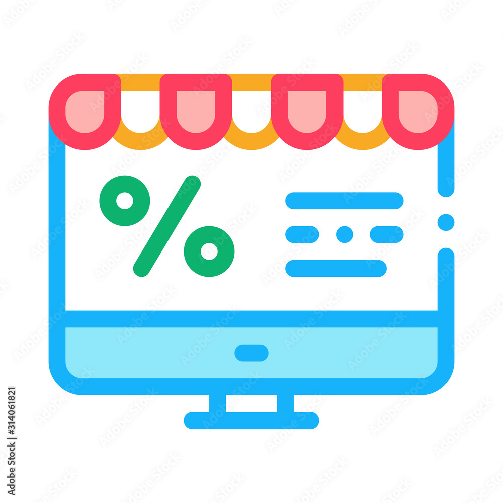 Poster computer percent mail icon vector. outline computer percent mail sign. isolated contour symbol illus