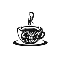Coffee time. Lettering isolated on white background. Eps10. RGB Global colo