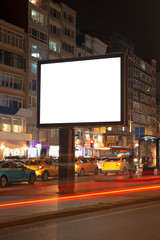 Blank billboard on night street