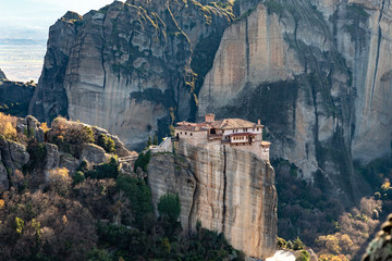 The Monasteries of Meteora an UNESCO World Heritage. The Holy Monastery of Roussanou. Kalambaka (Kalabaka), Greece.