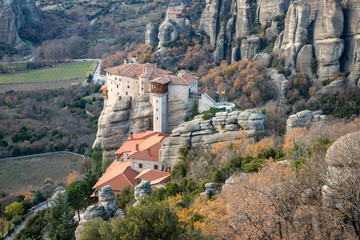Fototapeta na wymiar The Monasteries of Meteora an UNESCO World Heritage. The Holy Monastery of Roussanou. Kalambaka (Kalabaka), Greece.