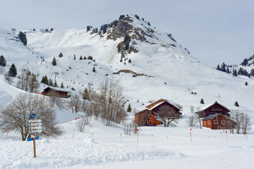 Chalets de montagne en hiver