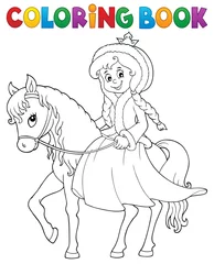 Abwaschbare Fototapete Für Kinder Malbuch Winterprinzessin zu Pferd