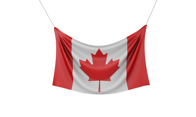 Canada national flag hanging fabric banner. 3D Rendering