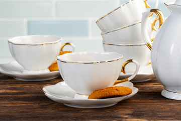 Close up photo of porcelain dishware for tea