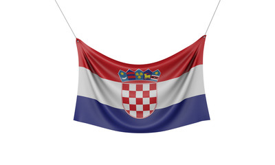 Croatia national flag hanging fabric banner. 3D Rendering