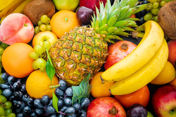 composition with a lot of differrent fruits. exotic fruits