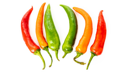 hot chilli peppers isolated on white background