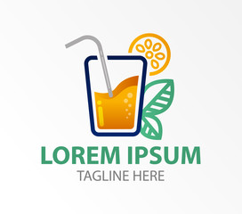 Juice Logo Design Illustration. Tropical alcoholic cocktails element. Design for print, emblem, t-shirt, party decoration, sticker, logotype.