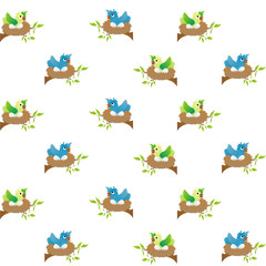 The Amazing of Blue and Green Bird Wants to Leave its Nest Cartoon Illustration, Cartoon Funny Character, Pattern Wallpaper
