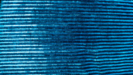 Velvet blue striped fabric. Straight folded.