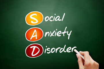SAD - Social Anxiety Disorder acronym, medical concept background