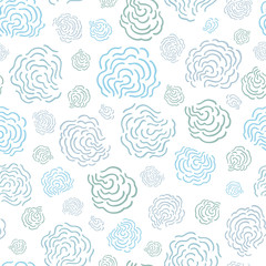 Geometric seamless doodle hand drawn twirl pattern with hand painted irregular blue line art cloud structure in wavy movement. Graphic, modern design, scrapbooking, stationary, fashion , packaging.