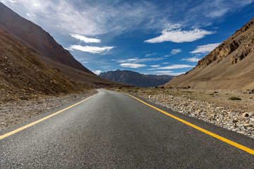 beautiful landscape view of manali - leh highway road 