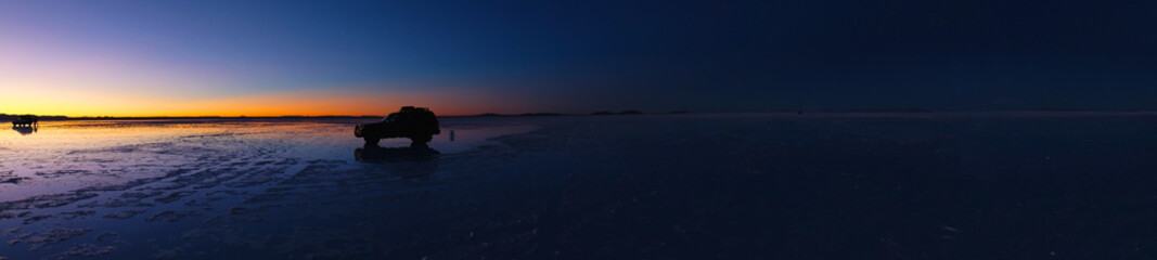 Sunrise view in Bolivia Uyuni salt desert