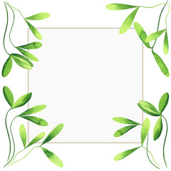 Spring square frame with sprouts