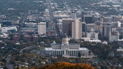 Fototapeta premium Panorama frame Aerial view of the Utah State Capitol Building