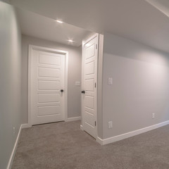 Square frame Empty living room interior with beige walls