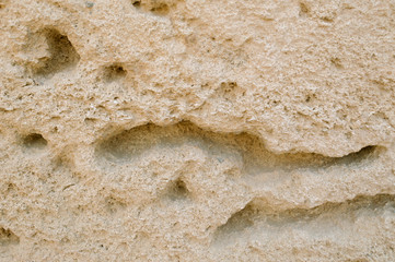 Stone wall. Landmark Tunisia Roman amphitheater in El Jem, Unesco world heritage