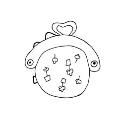 Cute single purse or bag.  illustration drawn by hand for clothing, poster, textile, fabric, cover, greeting card, decoupage. Scandinavian style.