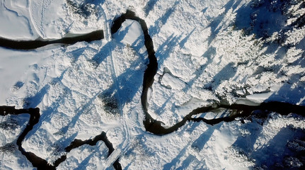 Aerial view Snow field