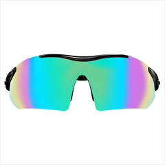 Sports Cycling sunglasses with rainbow glasses. Vector illustration