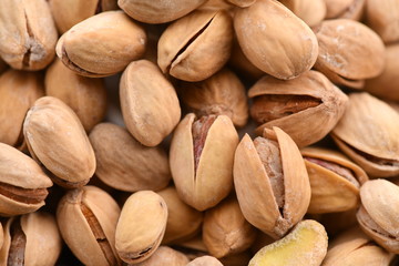 large pistachios. Macro, horizontal