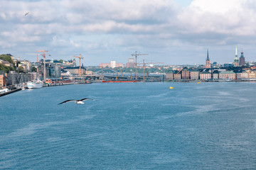 Fototapeta premium View on the city cityscape from the cruise ship Stockholm Sweden