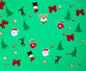 Christmas background with different celebration symbols. Post card. Happy New Year concept