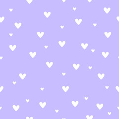 Vector graphics. Adorable, simple pattern with white hearts. Light background. Romantic background template. 