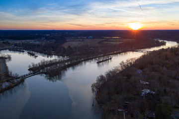 Aerial of Snow Sunrise in Plainsboro New Jersey