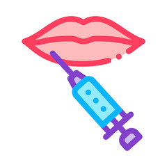 Lip Cosmetology Injection Icon Vector. Outline Lip Cosmetology Injection Sign. Isolated Contour Symbol Illustration